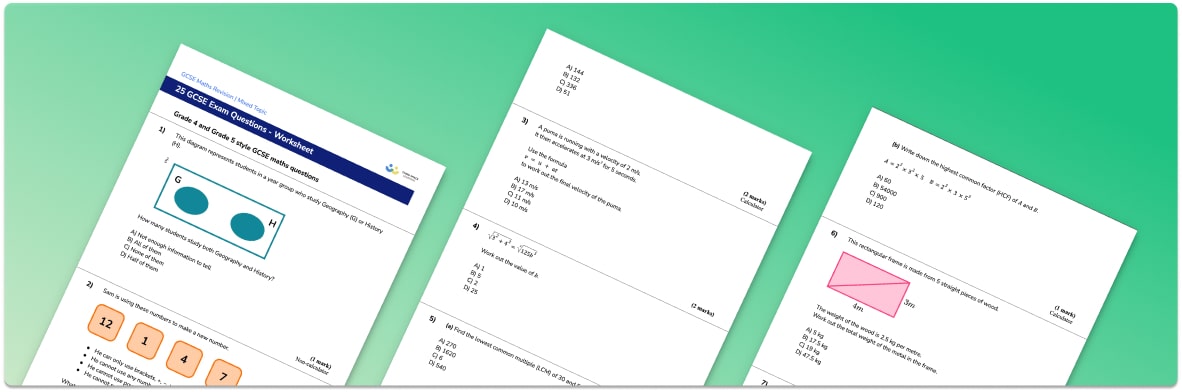 25 GCSE Exam Questions Worksheet