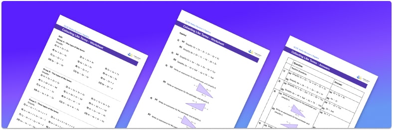 Collecting Like Terms Worksheet