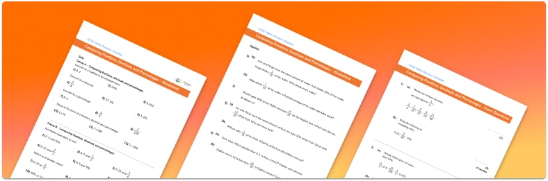 Comparing Fractions Decimals And Percentages Worksheet