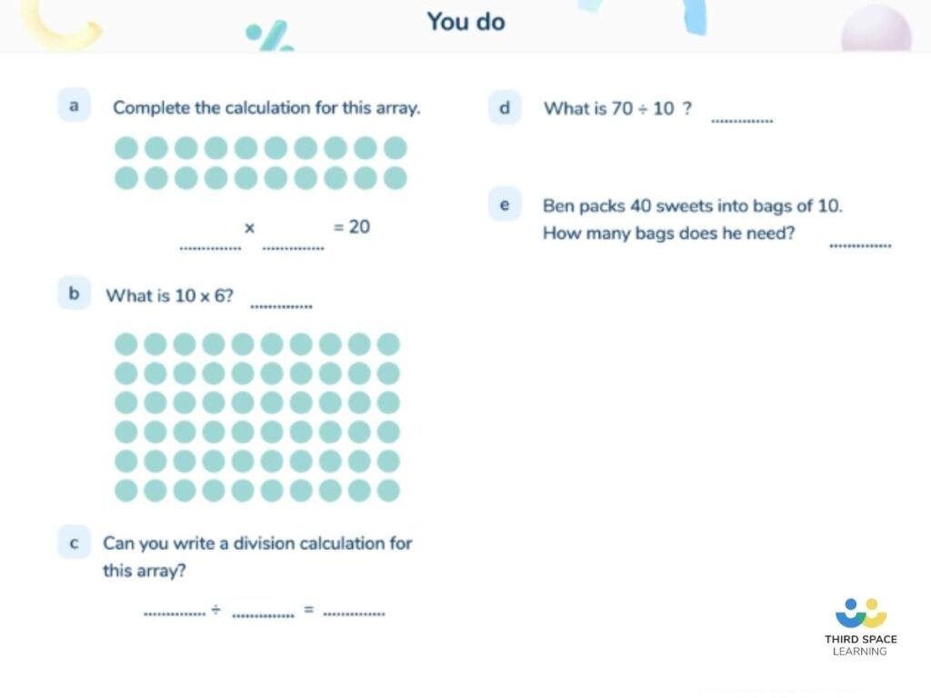 Multiplication slide from Third Space Learning's online one to one tuition