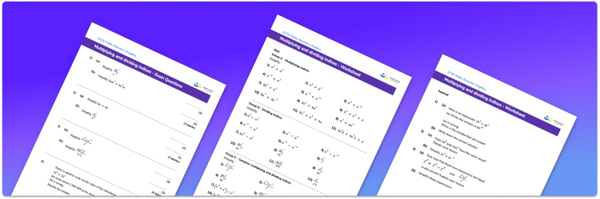 Multiplying Indices Worksheet