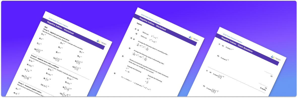 Negative indices worksheet