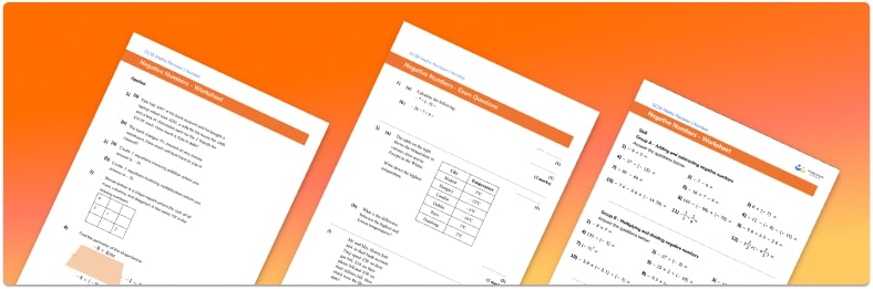 Negative Numbers Worksheet