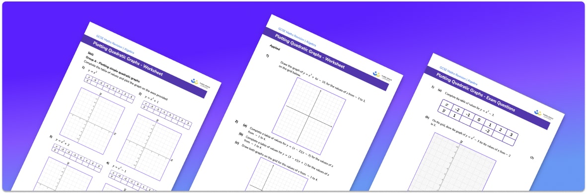 Plotting quadratic graphs worksheet