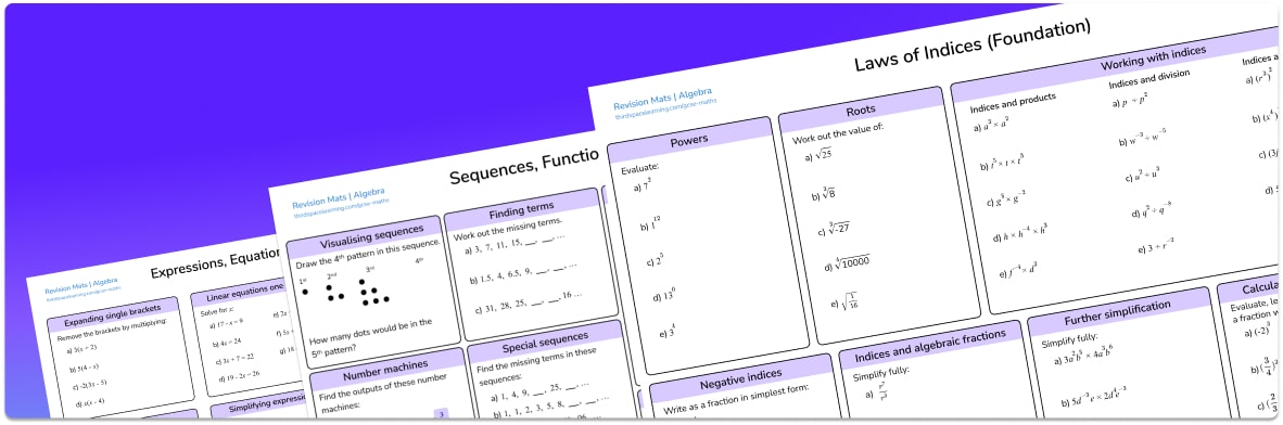 Algebra Revision Mats