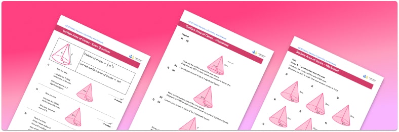 Surface area of a cone worksheet