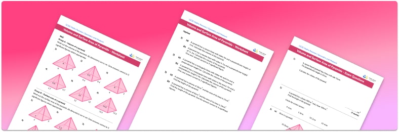 Volume and surface area of pyramids worksheet