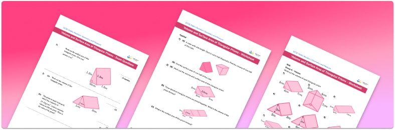 Volume and surface area of a triangular prism worksheet