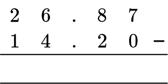 Adding And Subtracting Decimals example 4 step 2