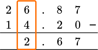 Adding And Subtracting Decimals example 4 step 3.2