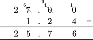 Adding And Subtracting Decimals practice question 5