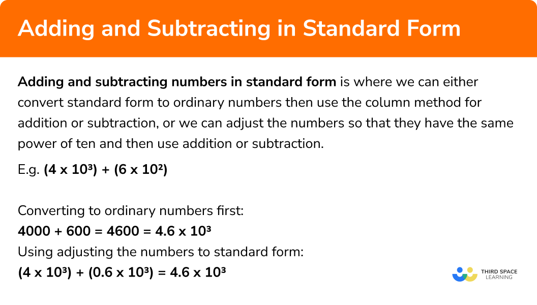 What is adding and subtracting in standard form?