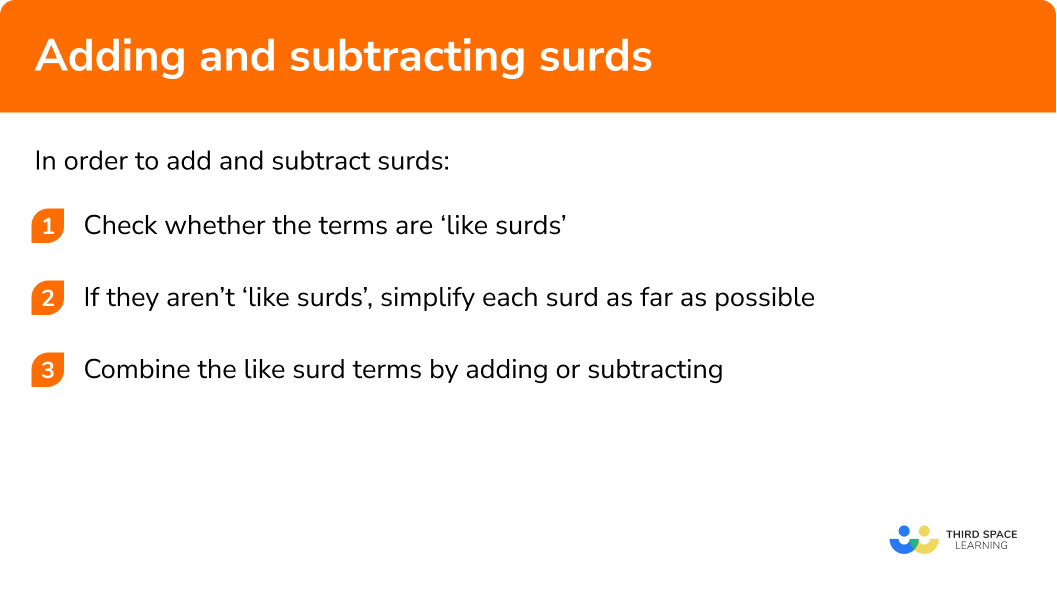 How to add and subtract surds