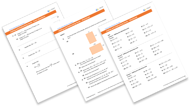 Adding and subtracting surds worksheet