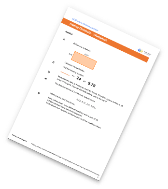 Adding Decimals Worksheet