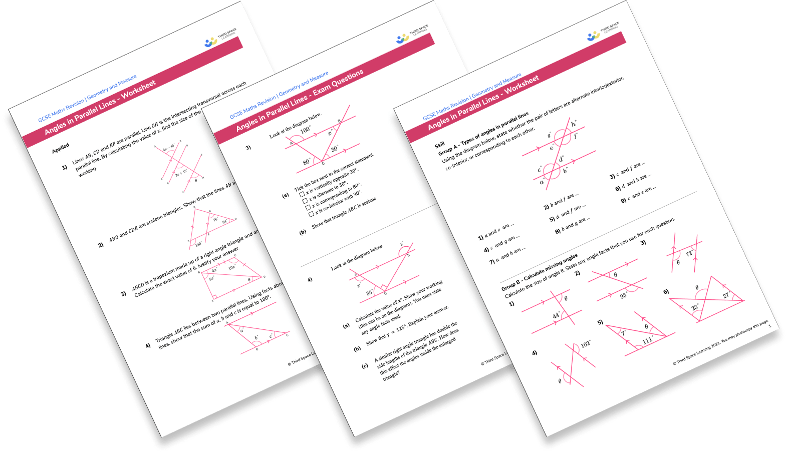 Angles in parallel lines worksheet 