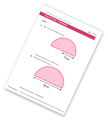 Area Of A Circle Worksheet