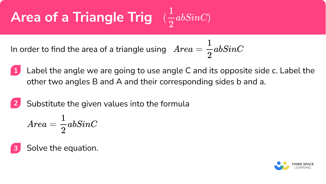 How to find the area of a triangle using Area = ½abSinC.