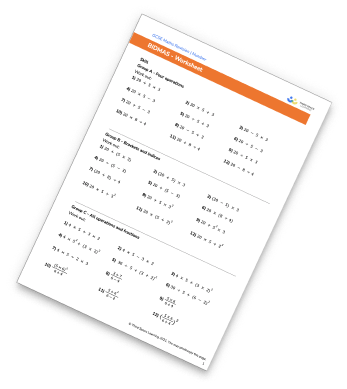 BIDMAS worksheet