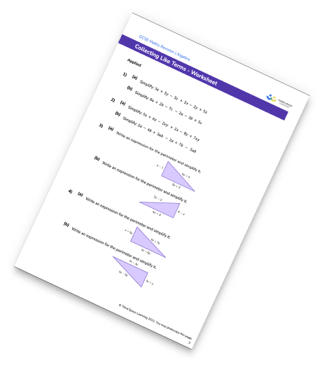 Collecting Like Terms Worksheet