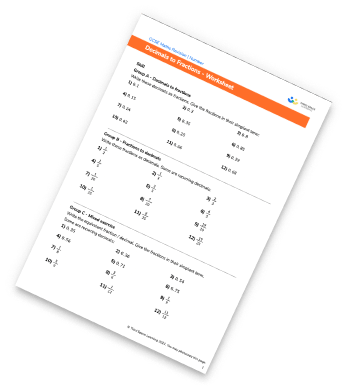 Converting Decimals To Fractions Worksheet