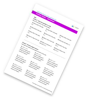 Sharing In A Ratio Worksheet