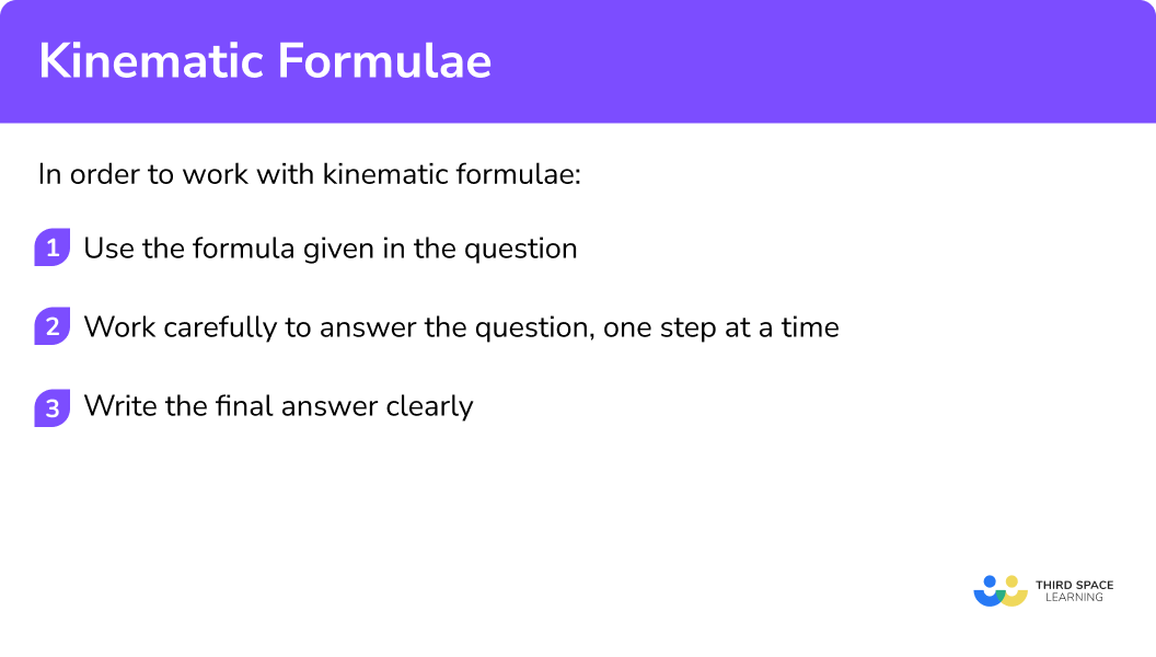 Explain how to work with kinematic formulae