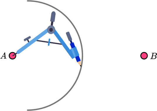 Loci And Construction bearings example 2 step 1