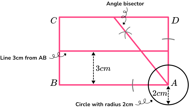 Loci And Construction bearings example 4 step 2