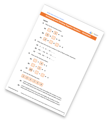 Multiplying Negative Numbers Worksheet