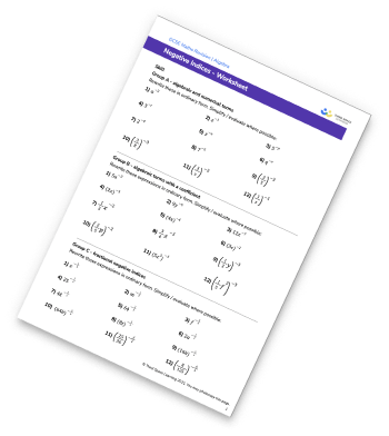 Negative Indices Worksheet