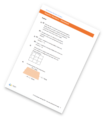 Negative Numbers Worksheet