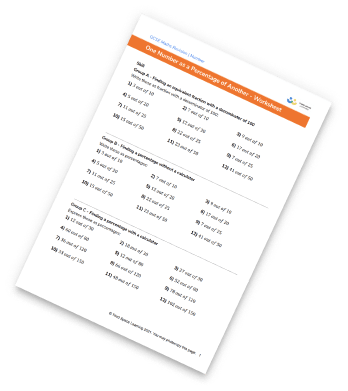 One Number As A Percentage Of Another Worksheet