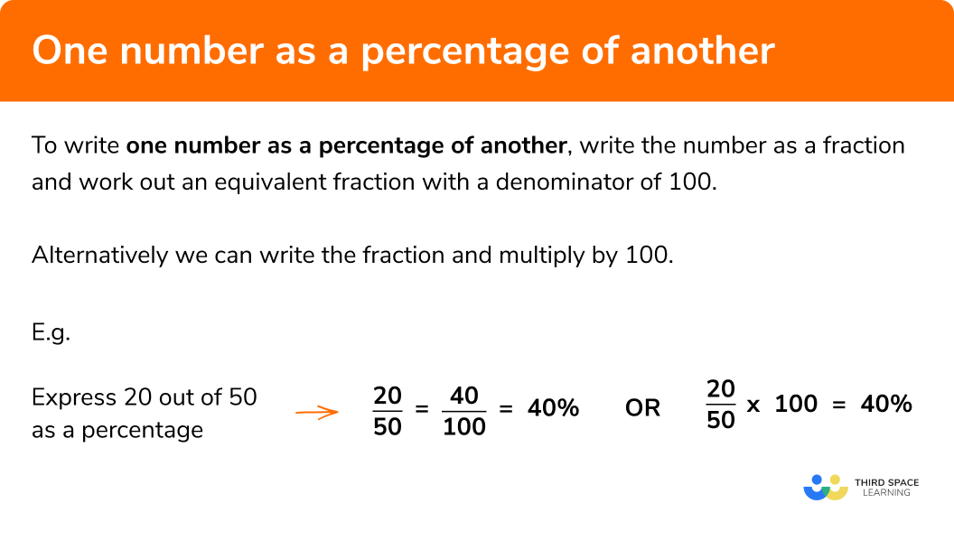 What is one number as a percentage of another?