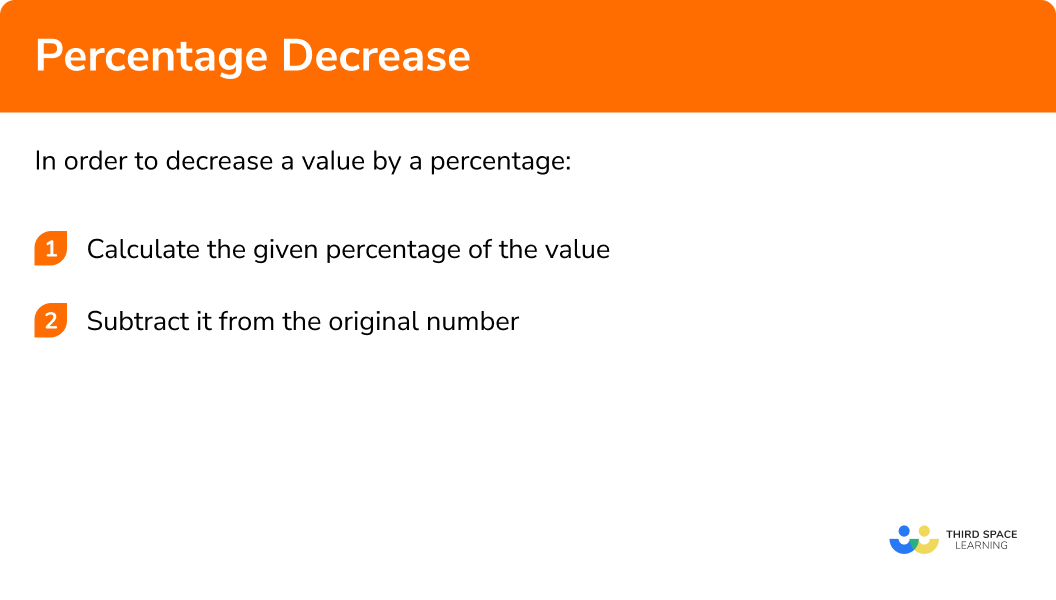 Explain how to decrease a value by a percentage in 2 steps