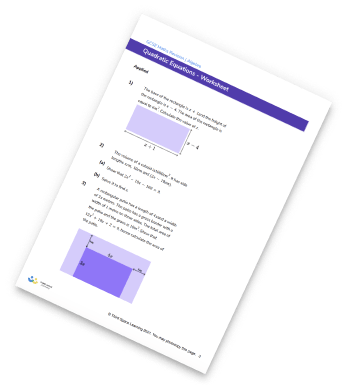 Quadratic Equations Worksheet