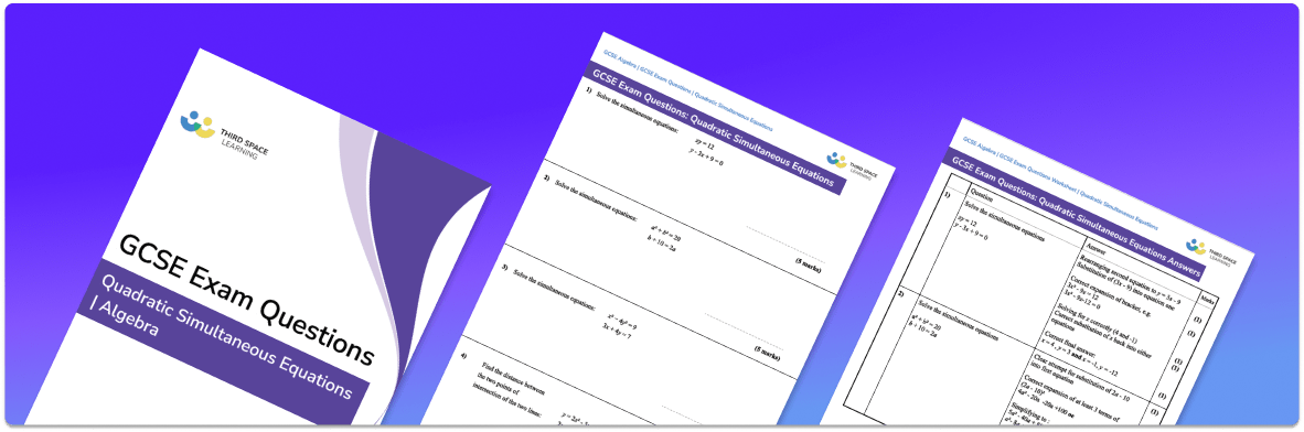 Quadratic Simultaneous Equations Exam Questions