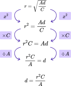 Rearranging formulae practice question 6 explanation