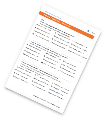 Reverse Percentages Worksheet