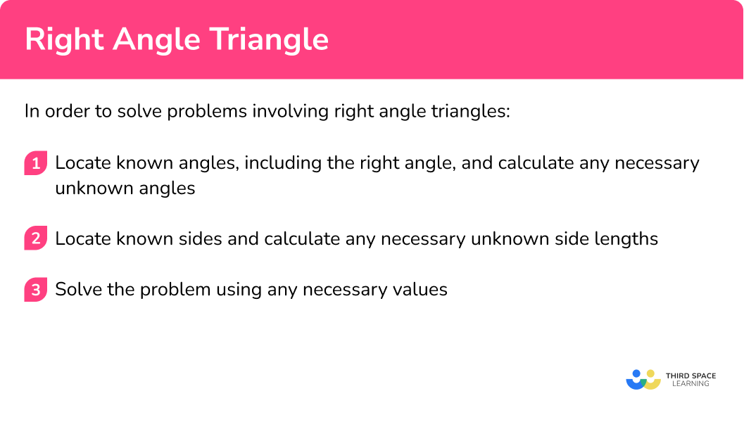 Explain how to solve problems involving right angle triangles