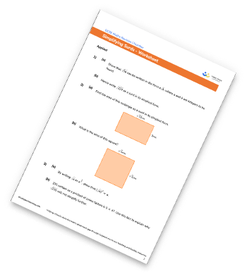 Simplifying Surds Worksheet