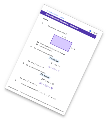 Solving Quadratic Equations Worksheet