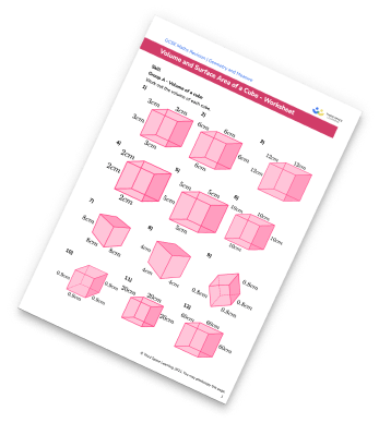 Volume and surface area of a cube worksheet